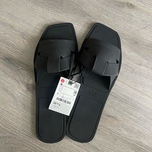 Zara black rubber sandals sz 37